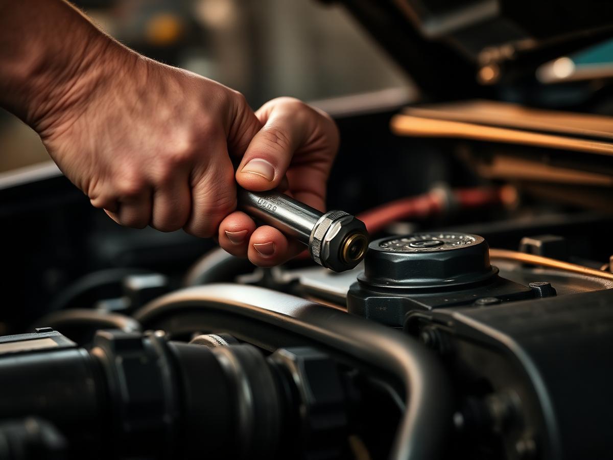 Mechanic torquing a bolt
